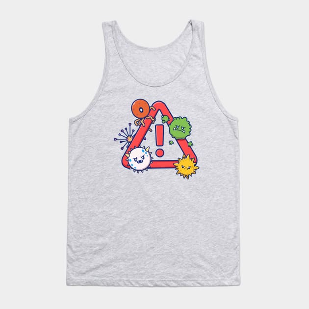 Cute Virus Cartoon With Stop Sign Cartoon Tank Top by Catalyst Labs